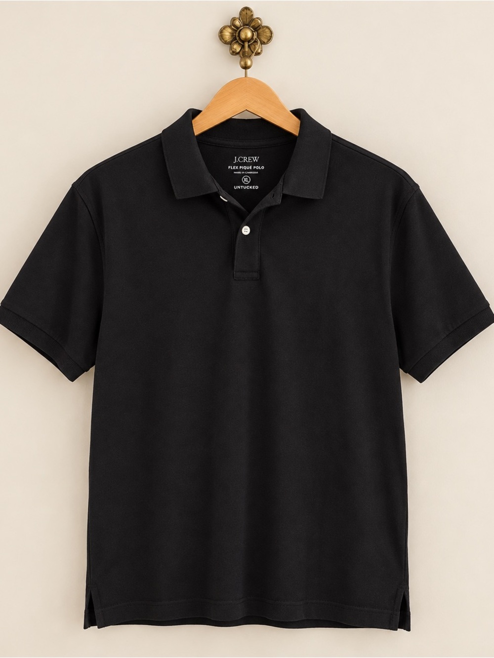 J.Crew Men’s Flex Piqué Polo Shirt Black XL Untucked